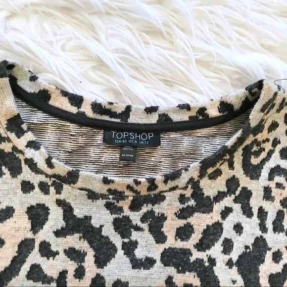 NWOT Topshop Brushed Leopard Print Sweater - Picture 5 of 6